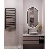 Зеркало с подсветкой  eMZe 50x100 LED.UV.50.100.CHE.AF.4K (черный с УФ-окантовкой и подсветкой)