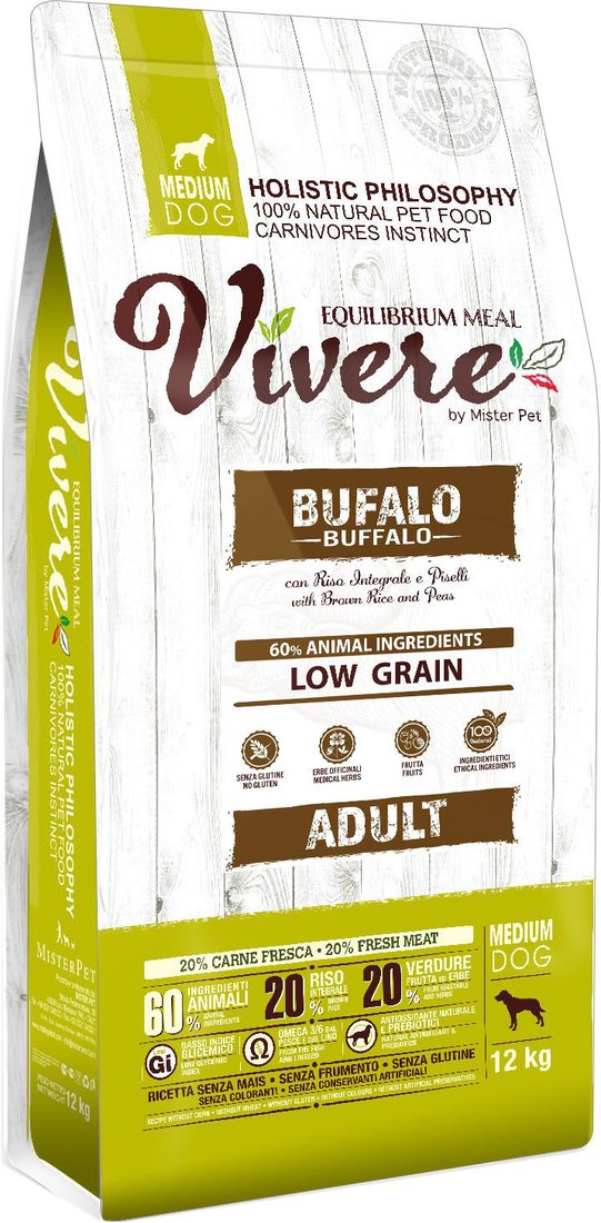 

Сухой корм для собак Vivere Medium Adult Buffalo (для взрослых средних пород с буйволом) 12 кг
