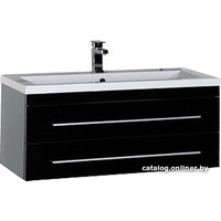 Aquanet Тумба с умывальником Верона 100 (черный, подвесная, 2 ящика)