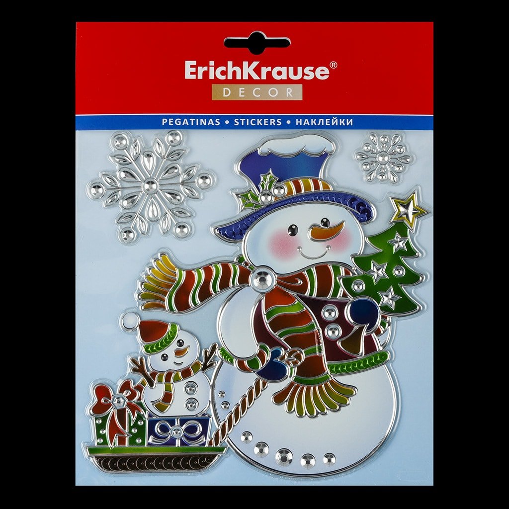 

Наклейка на окно Erich Krause Decor Снеговик с подарками 50884