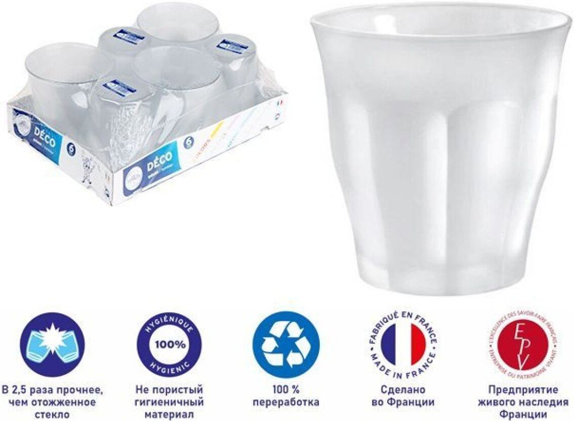 

Набор стаканов для воды и напитков Duralex Picardie Givre 1027SR06D11SG