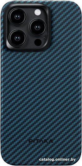 Чехол для телефона Pitaka MagEZ Case 4 для iPhone 15 Pro (1500D twill, черный/синий)