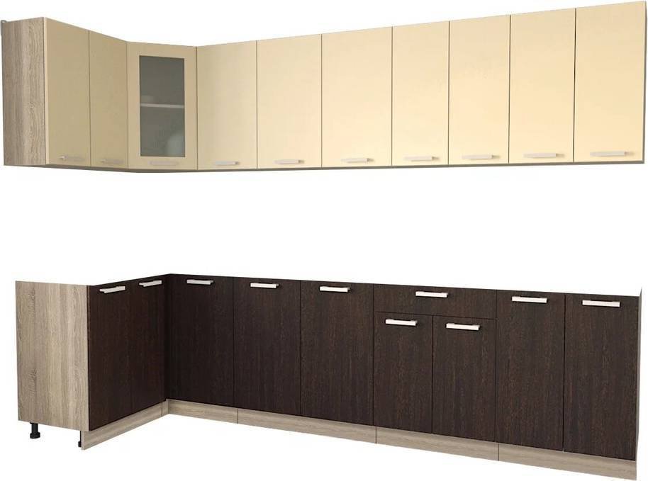 

Готовая кухня Интерлиния Мила 12x30 без столешницы (ваниль/дуб венге)