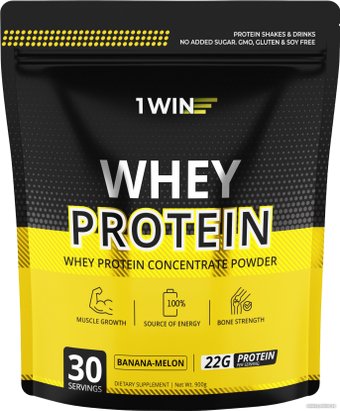 Протеин сывороточный (концентрат) 1WIN Whey Protein (банан/дыня, 900г)
