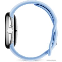 Умные часы Google Pixel Watch 2 (глянцевый серебристый/залив, спортивный силиконовый ремешок)