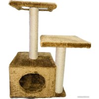 Домик ZooExpress Куб 2 полки 2 входа 81163 (мех/джут)