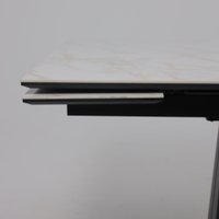 Кухонный стол Lepremo AV 2119 МДФ+керамика раздвижной 1200-1800x800 (белый глянцевый Carla Larkin/черный)