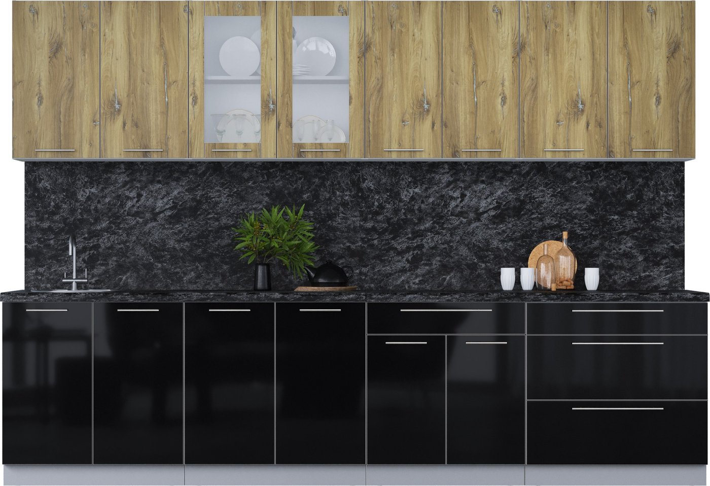 

Кухонный модуль Интерлиния Мила Пластик 3.1 Б (дуб эпоксид/черный/кастилло темный)