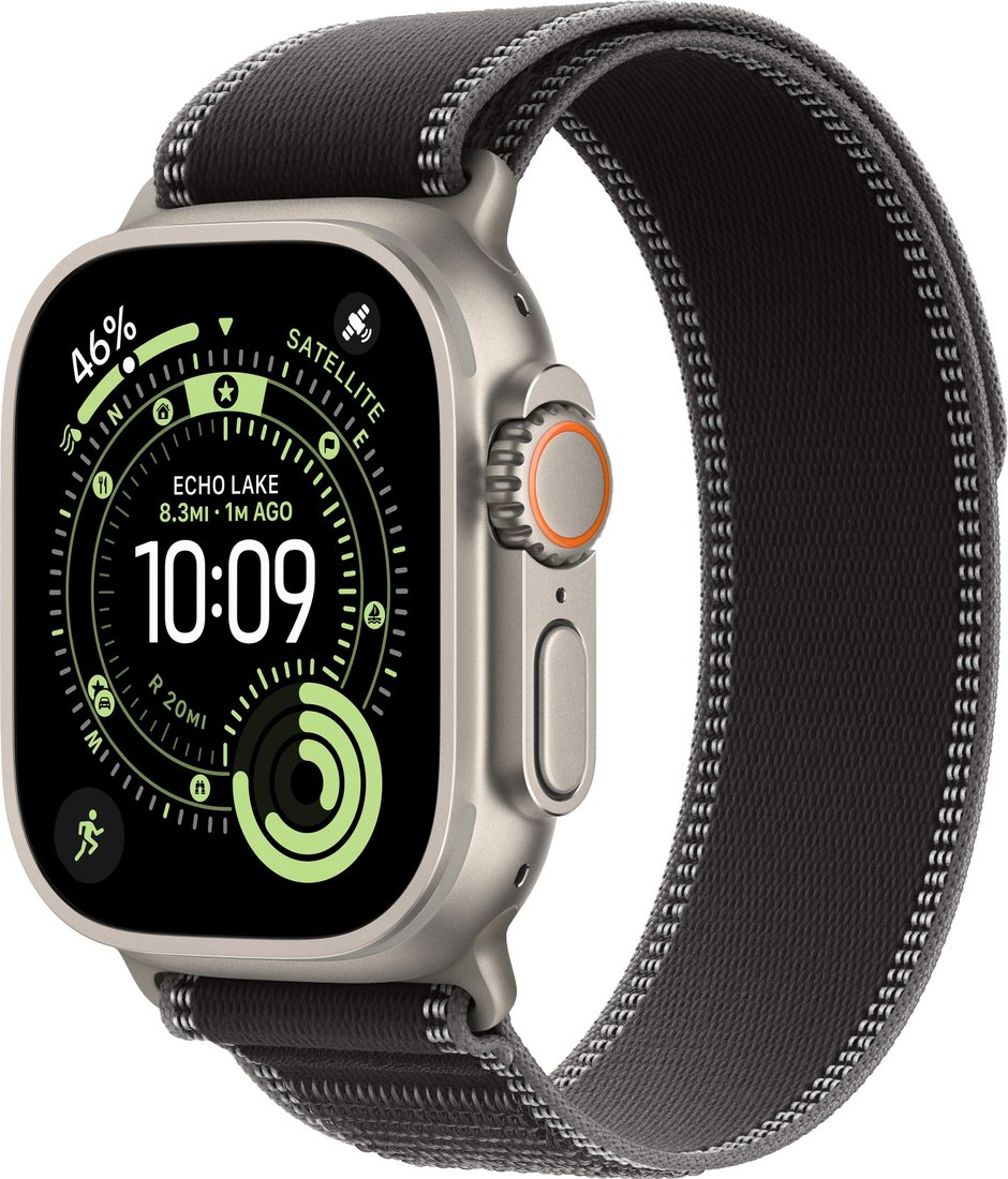 

Умные часы Apple Watch Ultra 3 LTE 49 мм (титановый корпус, природный/черный, нейлоновый ремешок размера S/M)