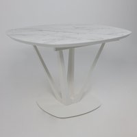 Кухонный стол Listvig Merlin 110-150х75 (МДФ+HPL-пластик белый Monte Belo/белый)