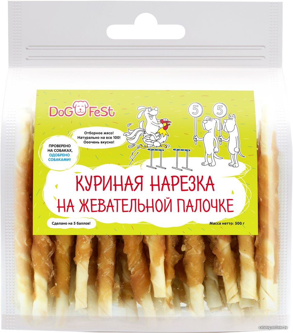 Лакомство для собак Dog Fest Куриная нарезка на жевательной палочке 500 г