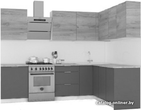 Готовая кухня Интермебель Микс Топ-29 2.1x1.72м прав (белый премиум-дуб крафт зол-венато)