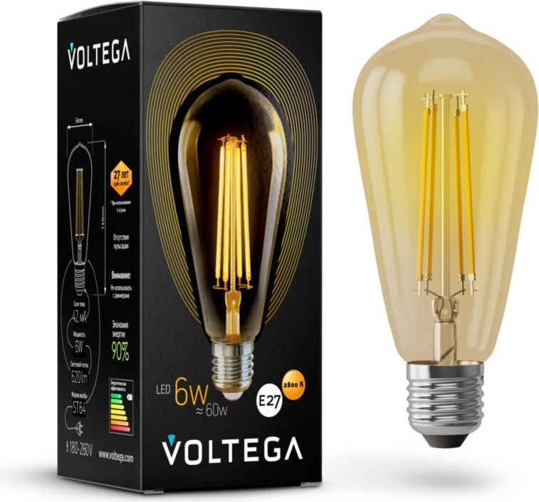 

Светодиодная лампочка Voltega Loft Led ST64 6W 2800K E27 5526