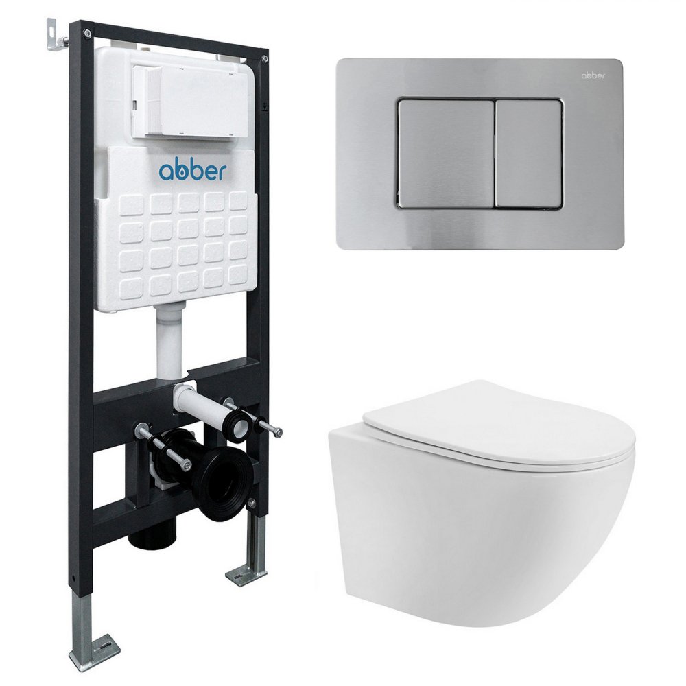 

Унитаз подвесной Abber Bequem AC1100T-AC0105-AC0120MCH (с кнопкой смыва)