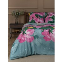 1.5-спальный комплект постельного белья Amore Mio Мако-сатин Bell Микрофибра 1.5сп 92988 (зеленый/розовый)