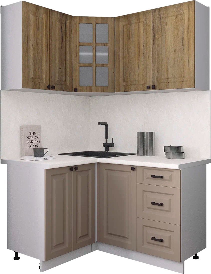 

Готовая кухня Интерлиния Мила Деко 1.2x1.4 (луна/дуб вотан/опал светлый)