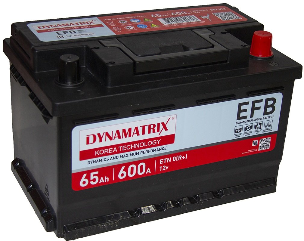 

Автомобильный аккумулятор Dynamatrix EFB R+ (65 А·ч)