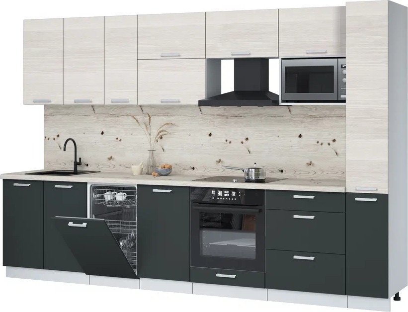 

Готовая кухня Интерлиния Мила Лайт 3.2-ПМ4 (вудлайн кремовый/антрацит/бискайская сосна)