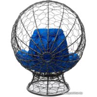 Кресло M-Group Кокос на подставке 11590310 (серый ротанг/синяя подушка)