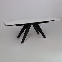 Кухонный стол Lepremo AV 2122 МДФ+керамика раздвижной 1400-2000x850 (белый глянцевый Carla Larkin/черный)