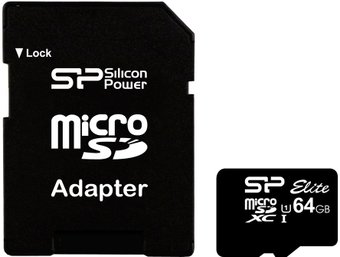 Silicon-Power microSDXC Elite UHS-1 (Class 10) 64 GB (SP064GBSTXBU1V10-SP)