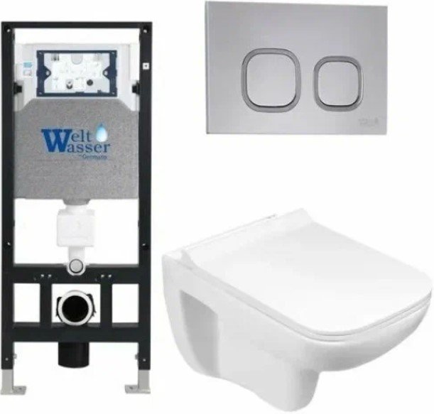 

Унитаз подвесной WeltWasser Amberg 506+Kehlbach 004 GL-WT+Amberg RD-CR