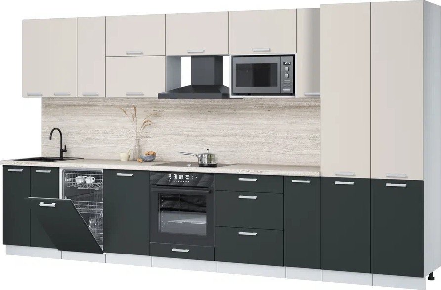 

Готовая кухня Интерлиния Мила Лайт 3.8-ПМ4 (персидский жемчуг/антрацит/травертин серый)