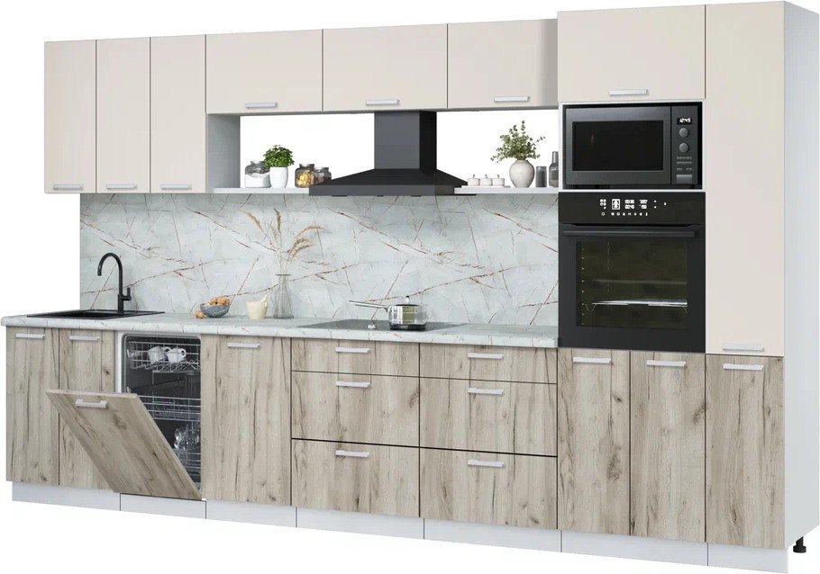 

Готовая кухня Интерлиния Мила Лайт 3.6-ПМ3 (персидский жемчуг/дуб белый/серый каспий)