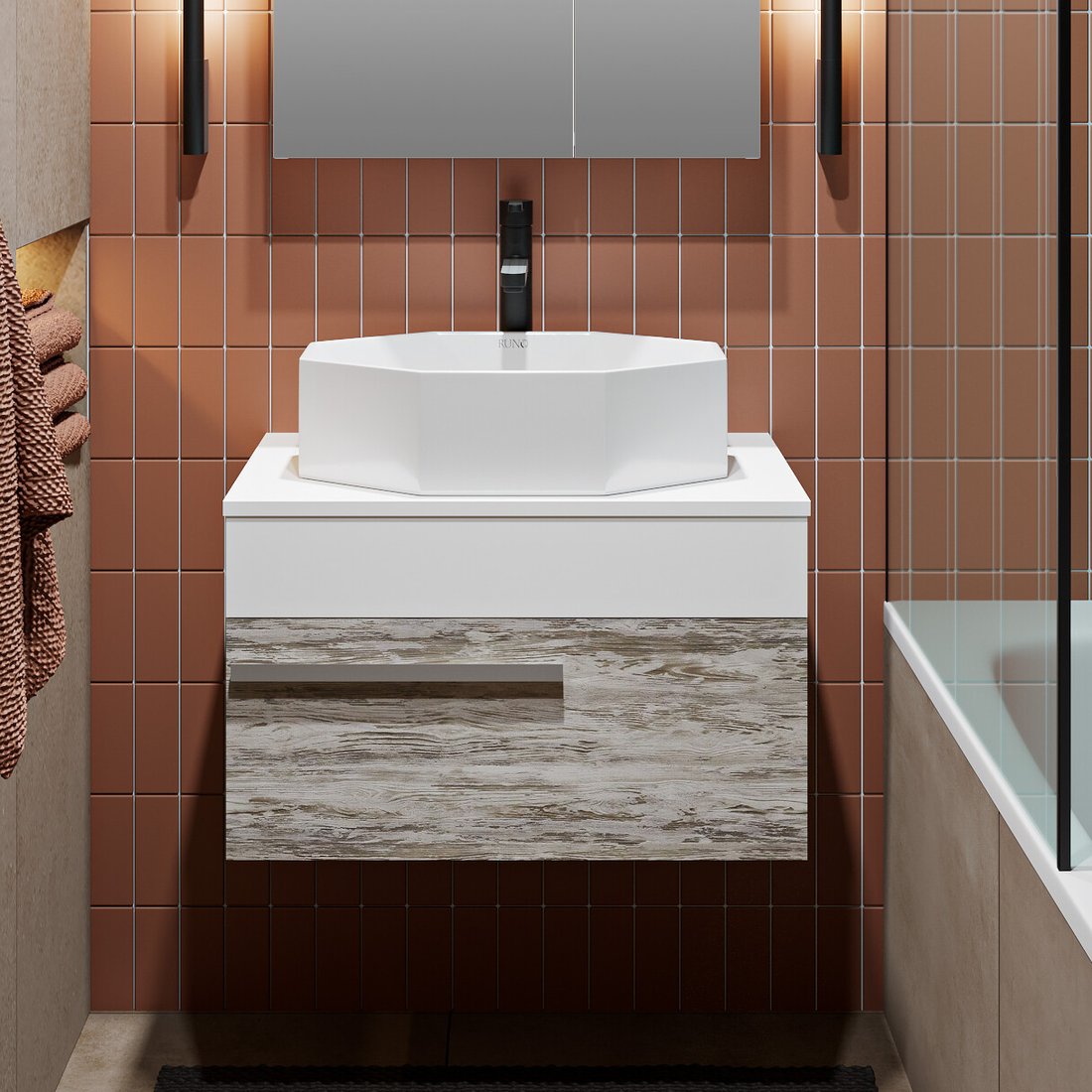 

Runo Тумба под умывальник Вудлайн 65 (подвесная)