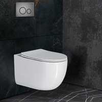 Унитаз подвесной Roxen Vortex Tornado в комплекте с инсталляцией StounFix Dual Fresh 6 в 1 964579 (кнопка: оружейная сталь)