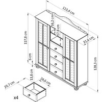 Шкаф-витрина Диприз Бритта 2 дв 4 ящ Д.70056.1 (сосна/лак)
