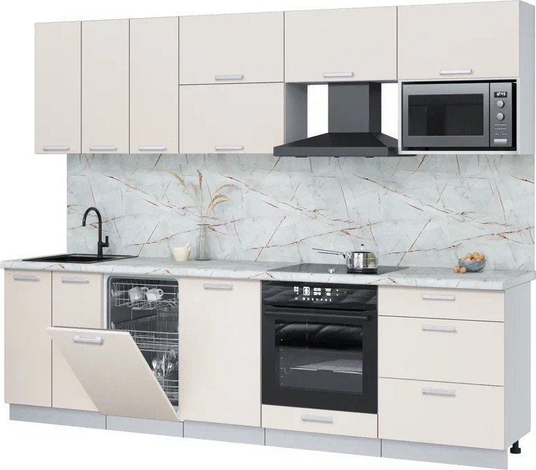 

Готовая кухня Интерлиния Мила Лайт 2.7-ПМ4 (персидский жемчуг/персидский жемчуг/серый каспий)