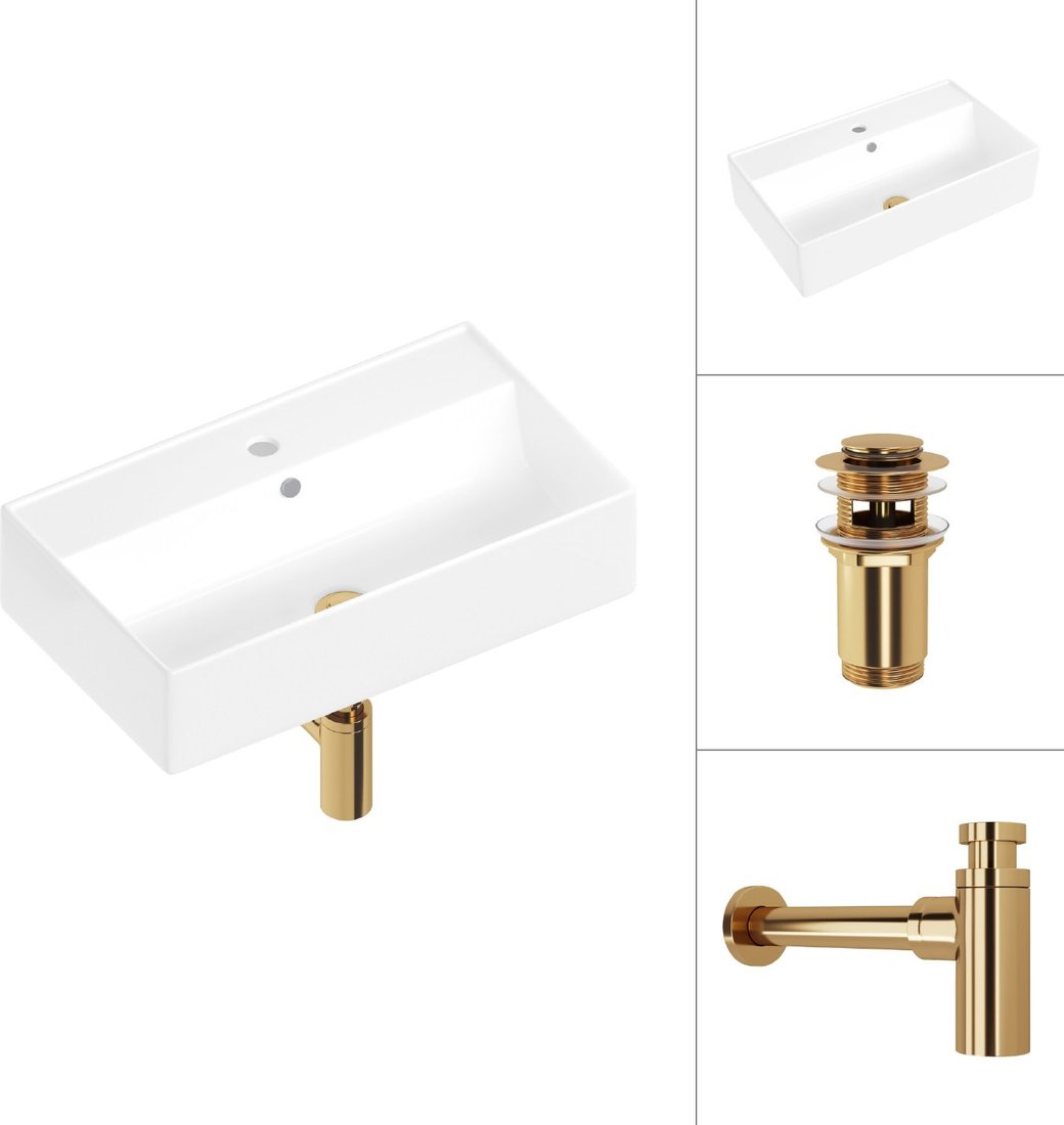 

Умывальник Lauter 21855 + клапан 21190G + сифон 21635G (золото)