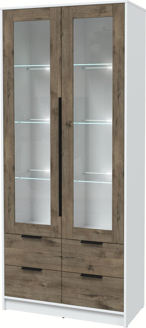 

Шкаф-витрина Интерлиния Концепт КТ-ШВ2 с подсветкой (дуб веллингтон/белый платинум)