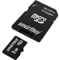 Карта памяти SmartBuy microSD 2 Гб + SD адаптер (SB2GBSD-01)