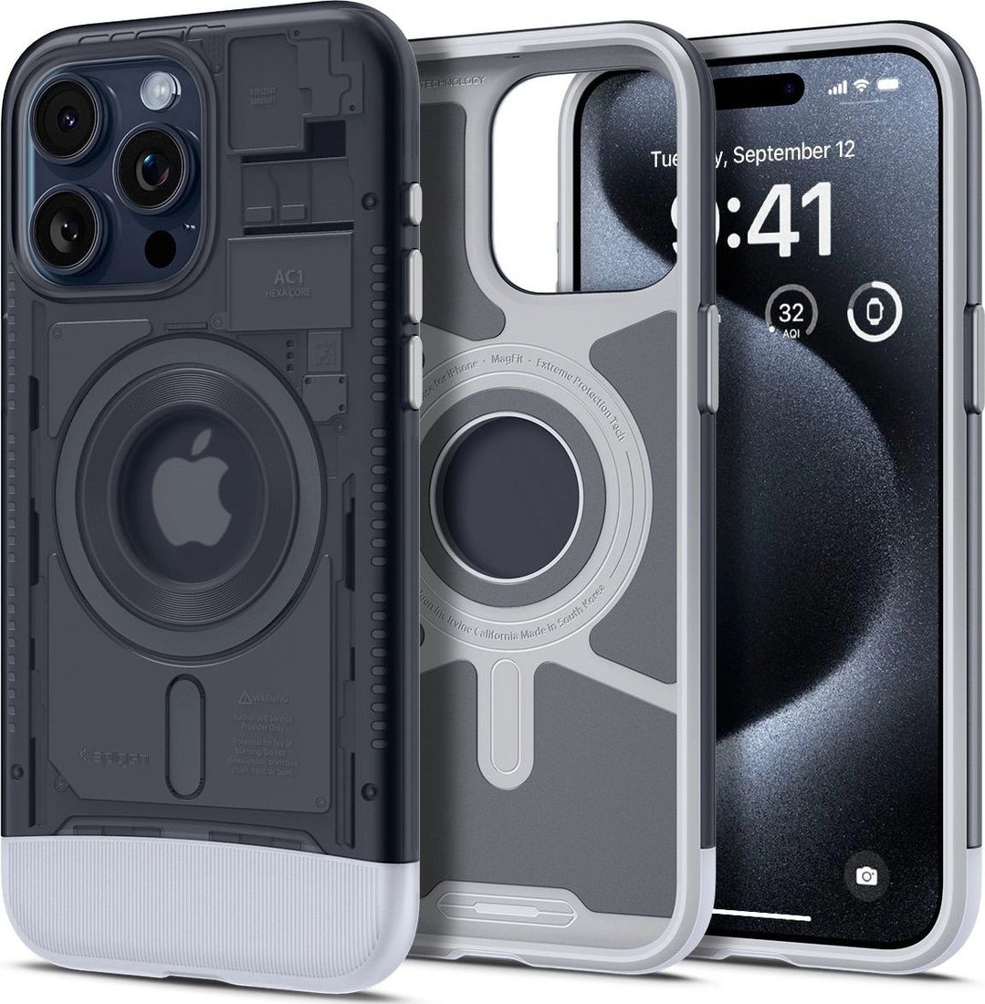 

Чехол для телефона Spigen Classic C1 (MagFit) для iPhone 15 Pro Max ACS06607 (серый)