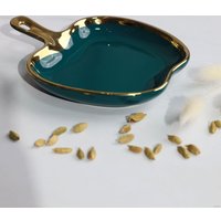 Блюдо AksHome Moonshine 18 (темно-зеленый/золото)