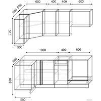 Готовая кухня Сивирин-Компани Клео глоcс 1.2х2.0 (черный глянец\белый глянец)