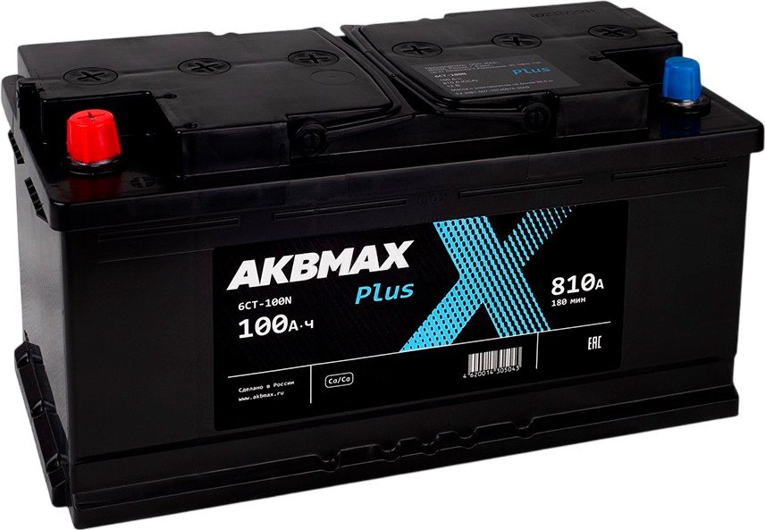 

Автомобильный аккумулятор AKBMAX Plus 100L (100 А·ч)