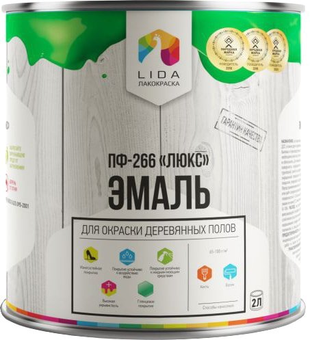 

Эмаль LIDA ПФ-266 Люкс 2 л (классический)