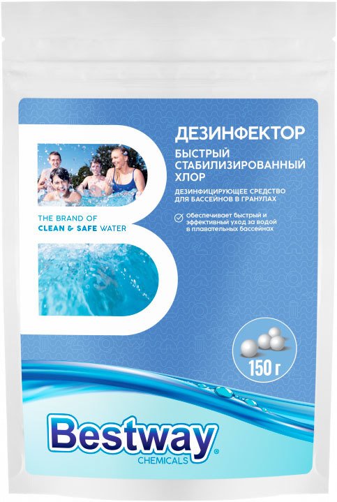 

Химия для бассейна Bestway Дезинфектор в гранулах для ударной обработки DB0.15GBW 150 г