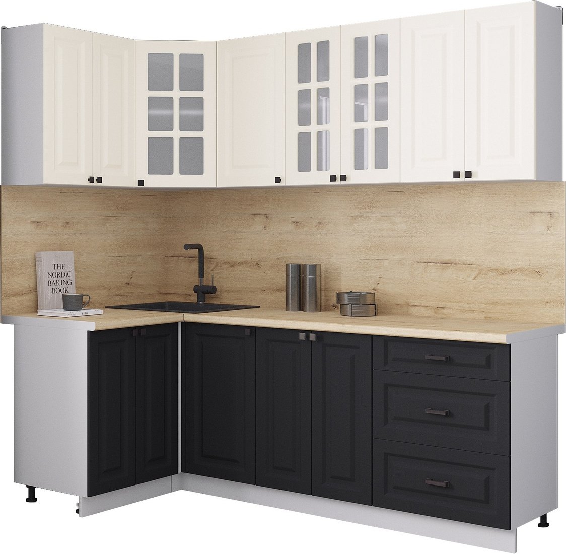 

Готовая кухня Интерлиния Мила Деко 1.2x2.2 (черный/белый/дуб бунратти)