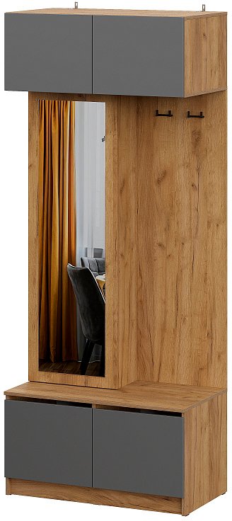 

Стенка NN мебель МС Авиньон К Серия 2 (дуб крафт золотой/графит серый, с зеркалом)