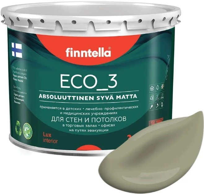 

Краска Finntella Eco 3 Wash and Clean Khaki F-08-1-3-LG79 2.7 л (серо-зеленый)