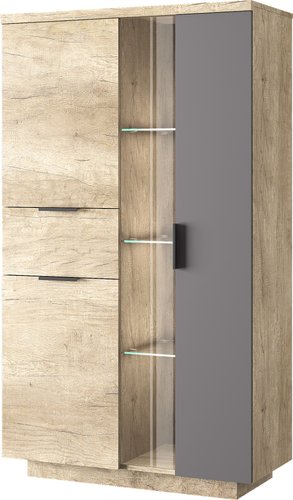 Шкаф-витрина Anrex Bryce 1V2D1S (дуб каньон/силк шитаки)