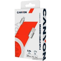 Кабель Canyon MFI-3 CNS-MFIC3PW USB Type-A - Lightning (1 м, белый)