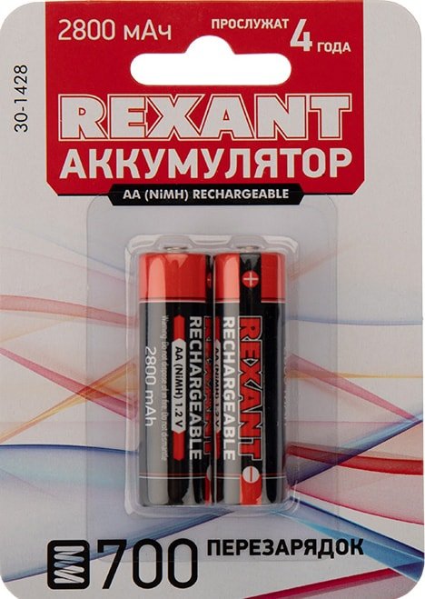 

Аккумулятор Rexant AA 2800mAh 2шт 30-1428