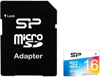 Silicon-Power Elite microSDHC UHS-I 16GB + адаптер [SP016GBSTHBU1V20SP]