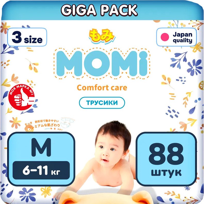

Трусики-подгузники Momi Comfort Care Giga М 6-11кг (88шт)
