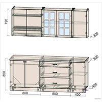 Готовая кухня Интерлиния Мила Деко 2.0 Б (пепел/опал светлый)